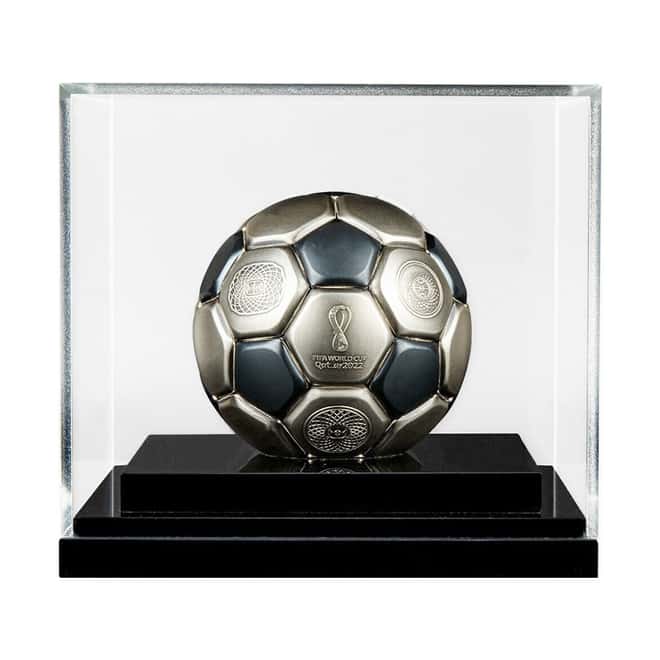 2022 3 oz Silver FIFA World Cup Qatar - Soccer Ball Spherical Coin Solomon Islands .999 Fine (w/Box & COA)
