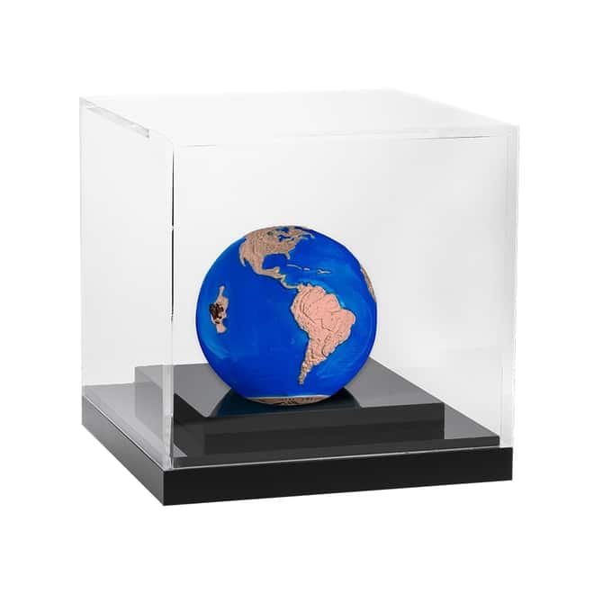 2022 3 oz Silver Rose Gold Plating Blue Marble Endangered - Meteorite Spherical Coin Barbados .999 Fine (w/Box & COA)