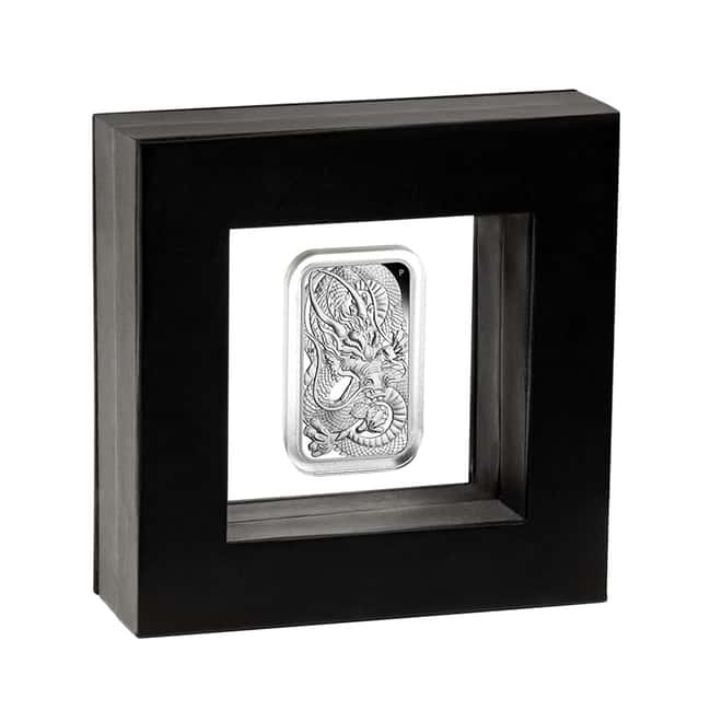 2021 1 oz Proof Silver Australian Dragon Coin Bar Perth Mint .9999 Fine (w/Box & COA)