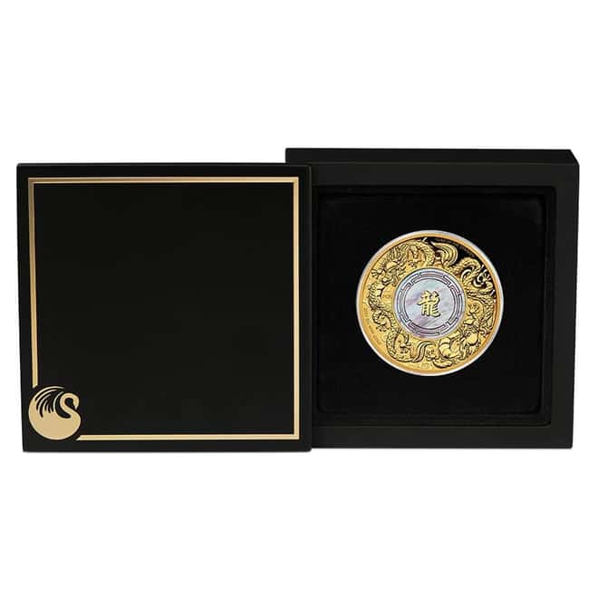 2024 2 oz Double Dragon Mother of Pearl Gold Coin Perth Mint