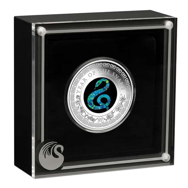2025 1 oz Proof Silver Lunar Snake Opal Coin Australian Perth Mint