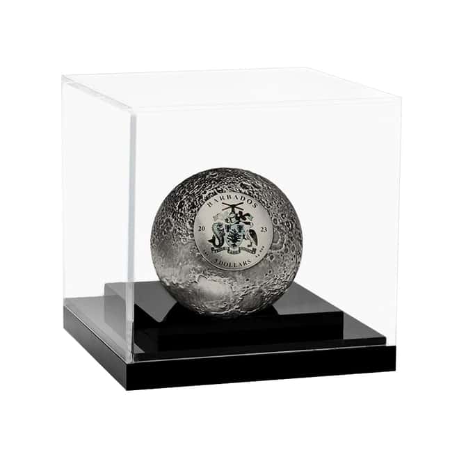 2023 3 oz Silver Moon Spherical Coin Barbados .999 Fine (w/Box & COA)