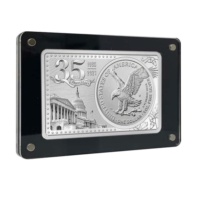 2021 3 oz Silver American Eagle Type 2 Coin & Bar Set - 35th Anniversary (w/Box & COA)