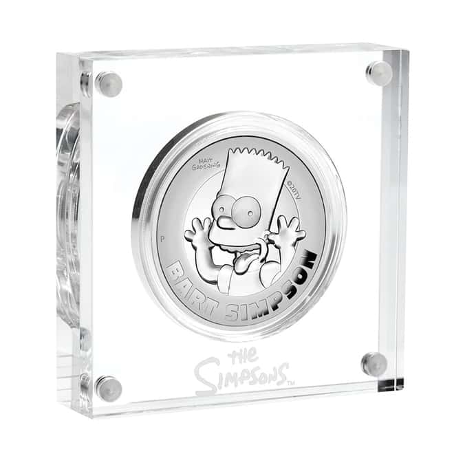 2022 Tuvalu 2 oz Proof Silver Bart Simpson High Relief Coin .9999 Fine (w/Box & COA)