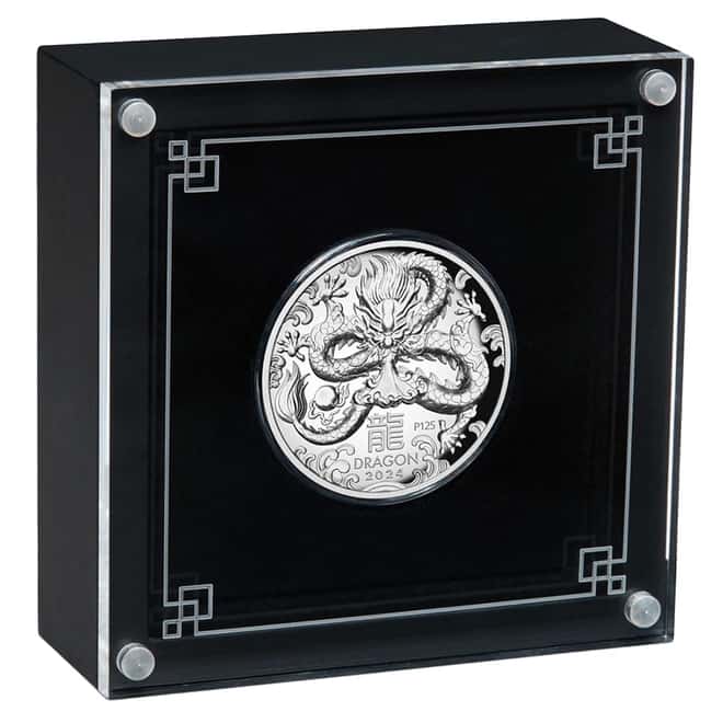 2024 1 oz Proof High Relief Silver Lunar Dragon Perth Mint