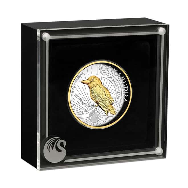 2025 2 oz Silver Australian Kookaburra High Relief Gilded Coin Perth Mint