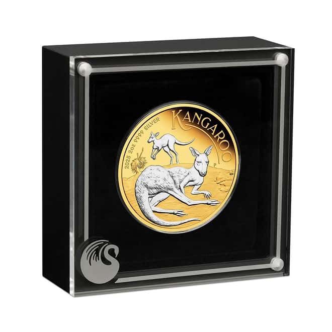 2025 2 oz Reverse Gilded Silver Australian Kangaroo Perth Mint