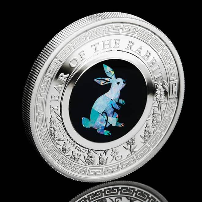 2023 1 oz Proof Silver Lunar Year of the Rabbit Opal Coin Australian Perth Mint (w/Box & COA)