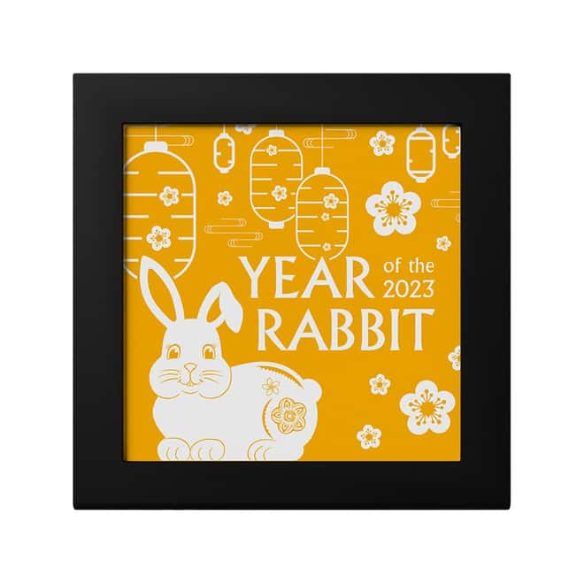 2023 1 oz Gilded Silver Lunar Year of The Rabbit Shaped Coin Mongolia .999 Fine (w/Box & COA)