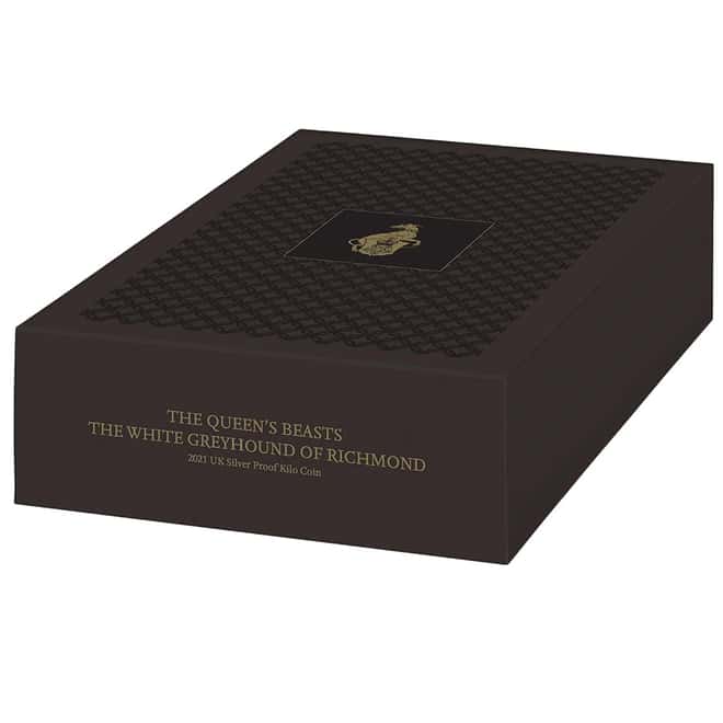 2021 Great Britain 1 Kilo Proof Silver Queen's Beasts White Greyhound of Richmond Coin .999 Fine (w/Box & COA)