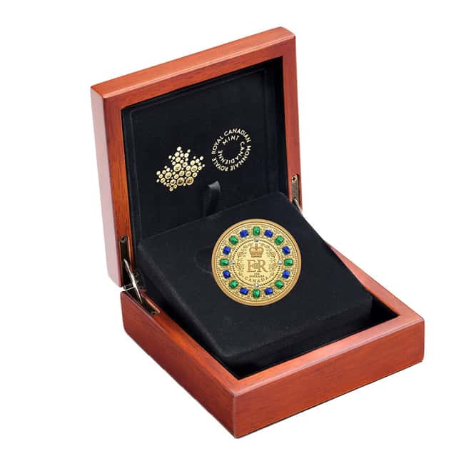 2022 Canada 2 oz The Imperial State Crown Gold Coin - Diamonds, Emeralds, Sapphires .9999 Fine (w/Box & COA)