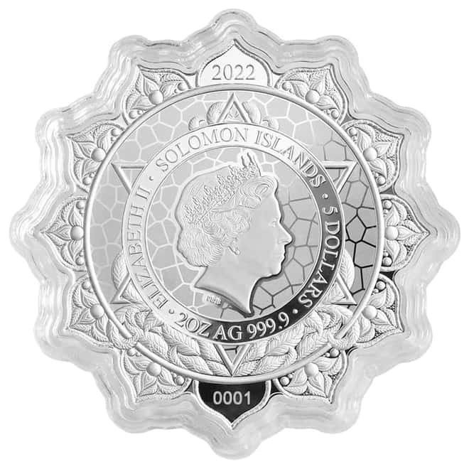 2022 Solomon Islands 2 oz Antelope of the 4th Chakra Colorized Silver Coin .9999 Fine (w/Box & COA)