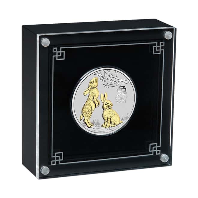 2023 1 oz Gilded Silver Lunar Year of The Rabbit Australian Perth Mint (w/Box & COA)