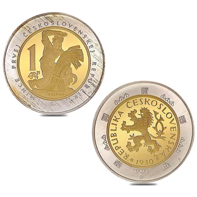 First Czechoslovakia Republic Gold/Silver Bimetallic 10-Coin Set