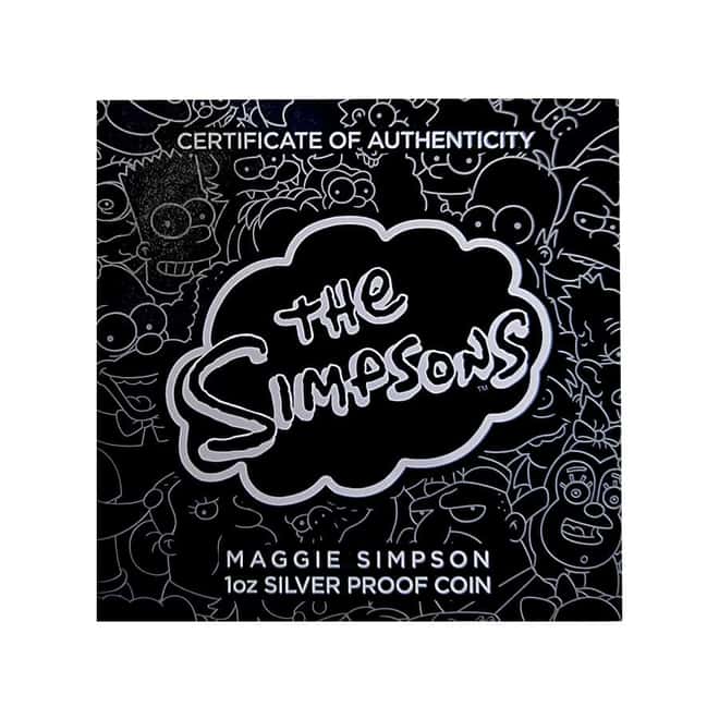 2019 1 oz Tuvalu Proof Maggie Simpson Silver Coin .9999 Fine Silver (Colorized)