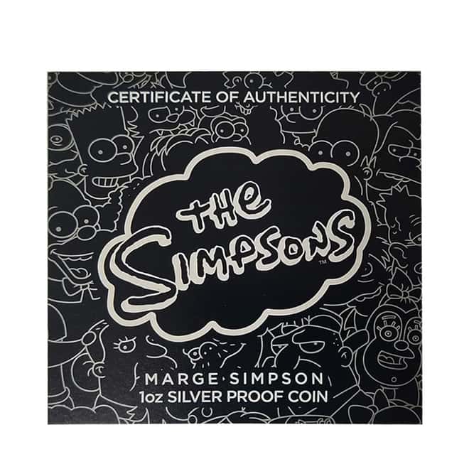 2019 1 oz Tuvalu Proof Marge Simpson Silver Coin .9999 Fine Silver (Colorized)