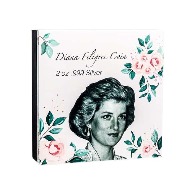 2022 2 oz Silver Lady Diana Filigree Coin Barbados .999 Fine (w/Box & COA)