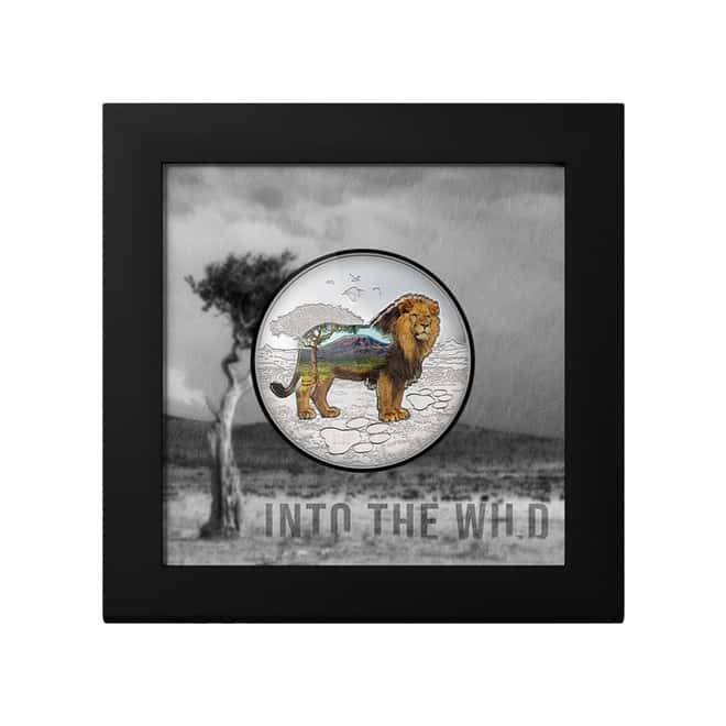 2022 2 oz Silver Lion - Into The Wild Antiqued Coin .999 Fine Mongolia (w/Box & COA)
