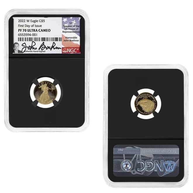2022-W 1.85 oz Proof Gold Eagle 4-Coin Set NGC PF 70 FD (Boehner Sign)