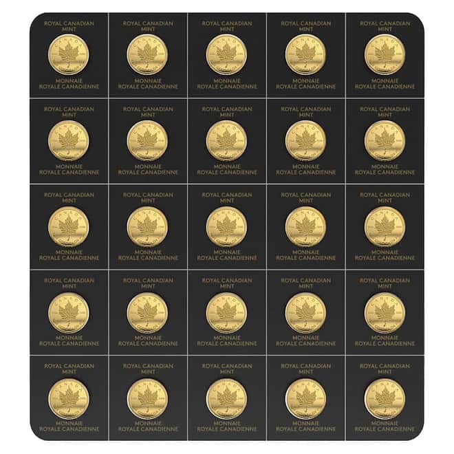2024 25 x 1 gram Canadian Gold Maple Leafs - Maplegram25™