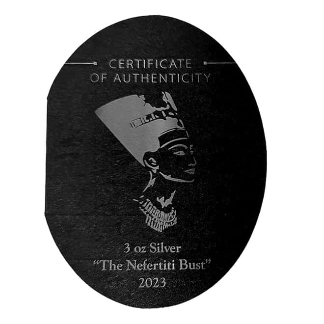 2023 3 oz Silver The Nefertiti Bust 3D Shaped Coin Djibouti .999 Fine (w/Box & COA)
