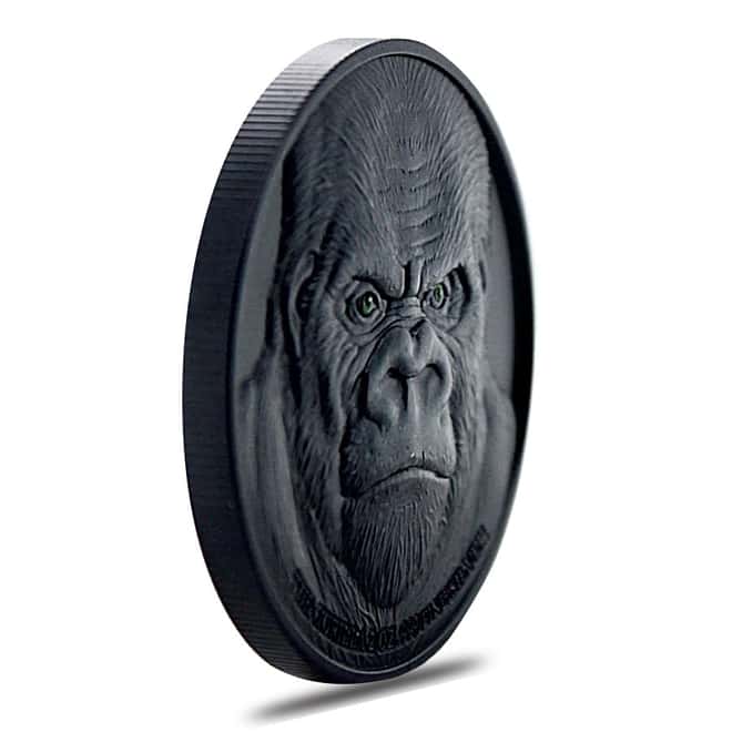2023 Chad 2 oz Silver Black Gorilla Coin Serial #5 High Relief (w/Box)