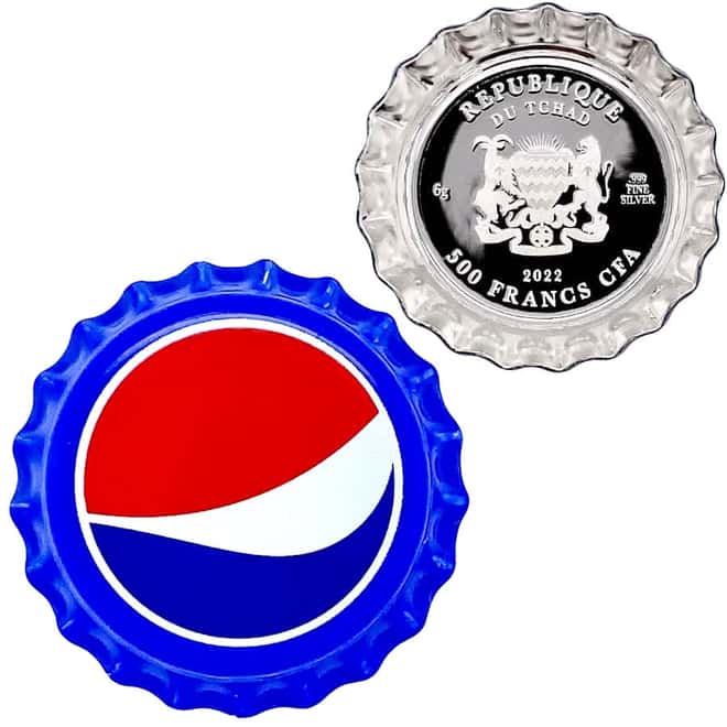 2022 Chad 6 gram Pepsi Bottle Cap Proof Silver Coin .999 Fine (w/Box & COA)