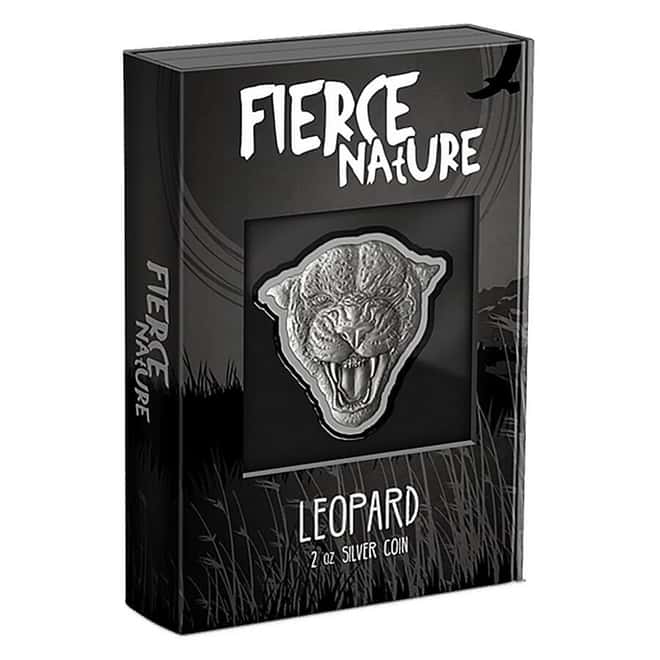 2023 Niue 2 oz Fierce Nature Leopard Shaped Silver Coin