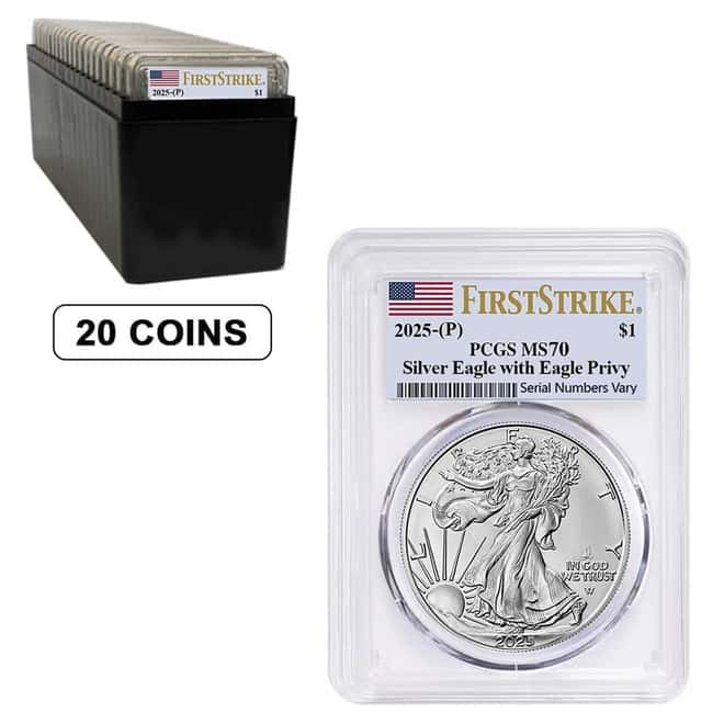 2025 Eagle Privy 1 oz Silver American Eagle PCGS MS 70 FS (Flag)
