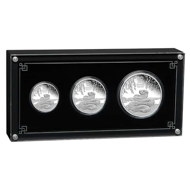 2025 3.5 oz Proof Silver Lunar Snake 3-Coin Set Australian Perth Mint