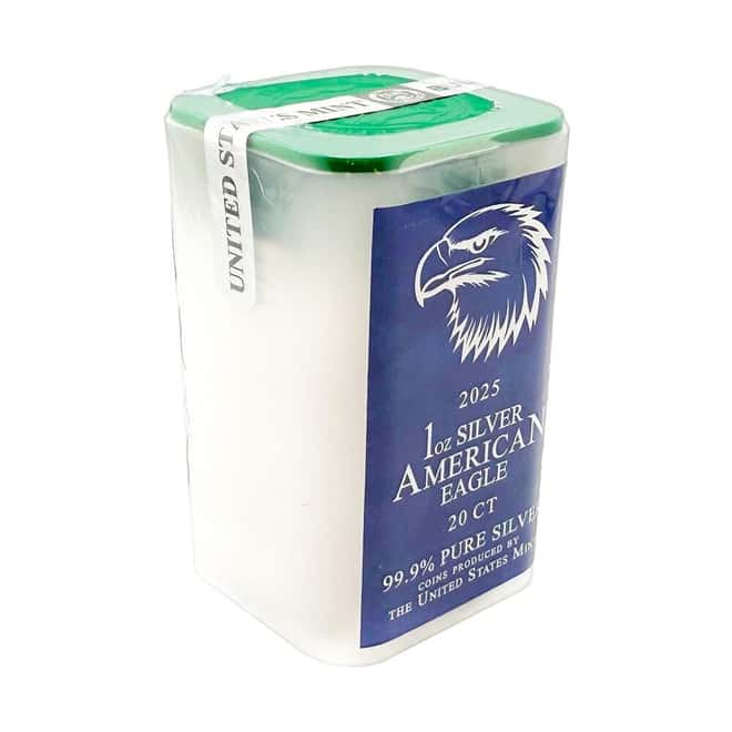 Eagle Sealed Tube of 20 - 2025 1 oz Silver American Eagle $1 Coin BU (Roll of 20)