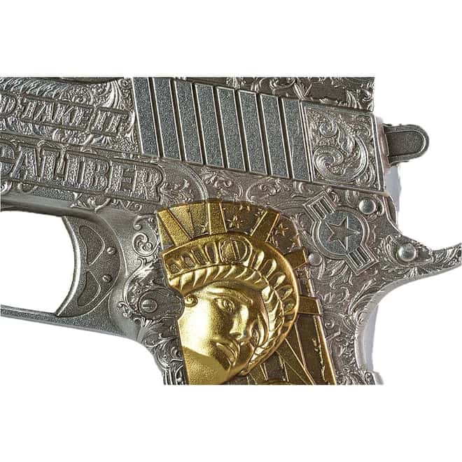 2024 Chad 2 oz Silver .45 Caliber Pistol Handgun Gilded Shaped Coin .999 Fine