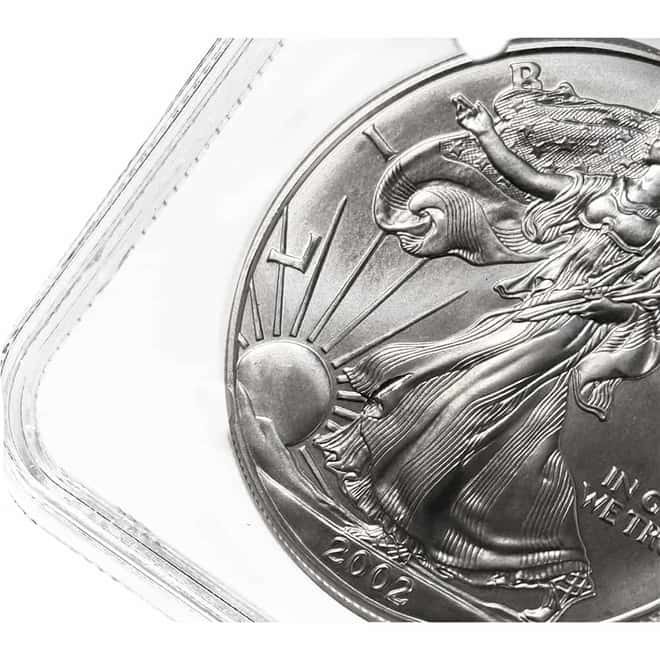2002 1 oz Silver American Eagle Mint Error NGC MS 69 Early Production
