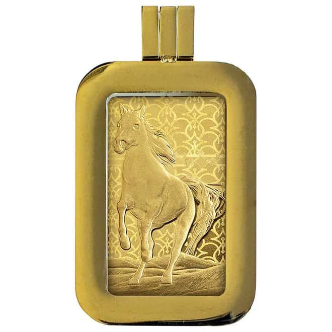 5 gram PAMP Suisse Arabian Horse Gold Bar (w/ Frame)