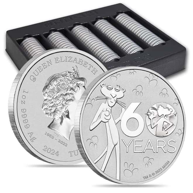 2024 1 oz Tuvalu Pink Panther 60th Ann. Silver Coin BU