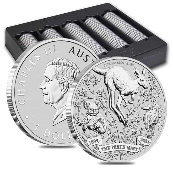 Box of 100 - 2024 Australia 1 oz The Perth Mint's 125th Ann. Silver Coin BU
