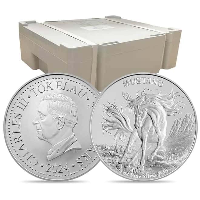 Box of 400 - 2024 Tokelau 1 oz Mustang Silver Coin .999 Fine