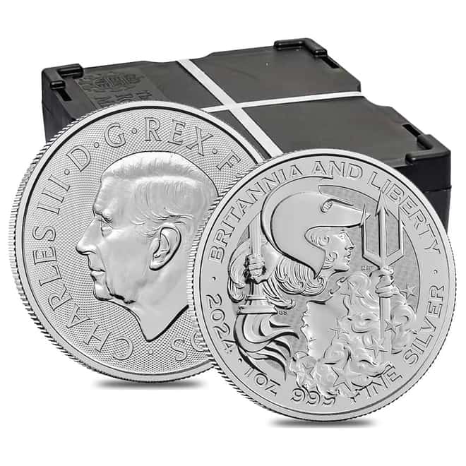 Monster Box of 500 - 2024 Great Britain 1 oz Silver Britannia and Liberty Coin BU