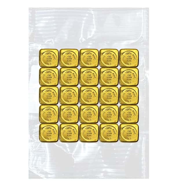 1 oz Perth Mint Cast Gold Button Bar .9999 Fine
