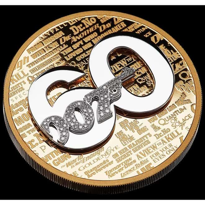 2022 5 oz Tuvalu 60 Years of Bond Proof Gold Diamond Coin