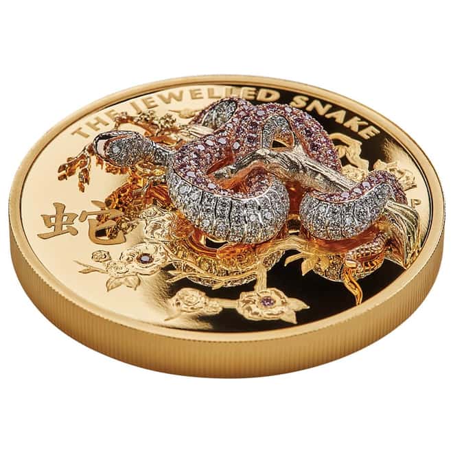 2023 10 oz Proof Gold Jewelled Snake Coin Perth Mint (w/Diamonds)