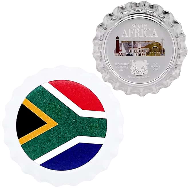 2021 Chad 6 gram World Landmarks - South Africa Bottle Cap Proof Silver Coin .999 Fine (w/Box)