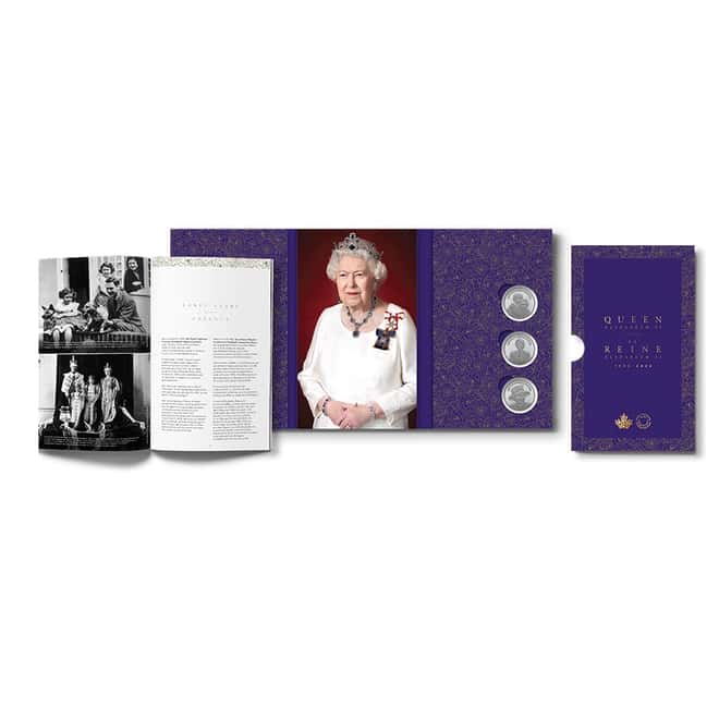 2022 Canada 3 oz Tribute To An Extraordinary Life Queen Elizabeth II Silver 3-Coin Set .9999 Fine (w/Box & COA)