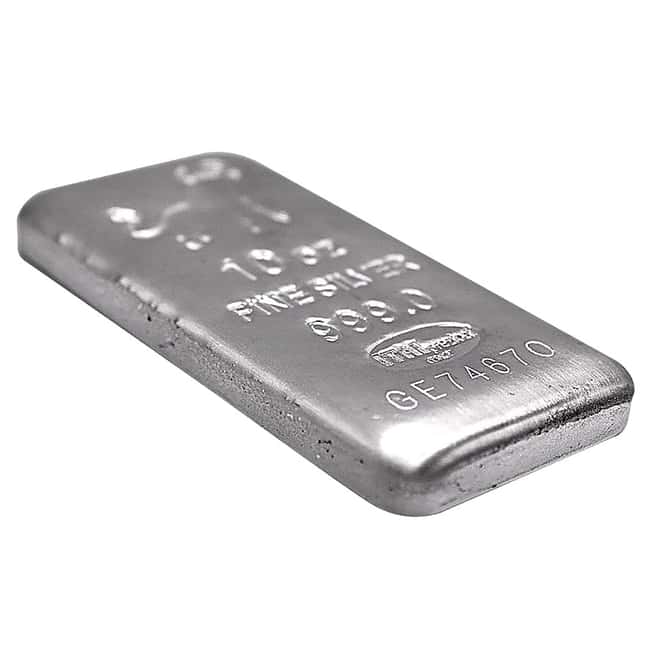 Lot of 10 - 10 oz Italpreziosi Italian Silver Cast Bar .999 Fine (Bullion Exchanges Logo, w/Assay)