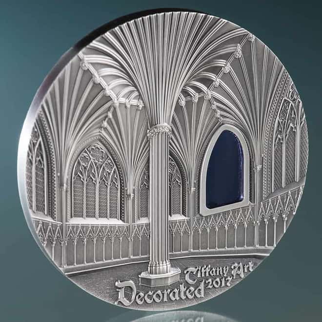 2017 Palau 2 oz Silver Tiffany Art Wells Cathedral Coin .999 Fine (In Cap)