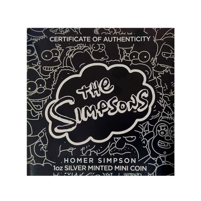 2022 1 oz Tuvalu Homer Simpson Mini Shaped Silver Coin .999 Fine (w/Box & COA)