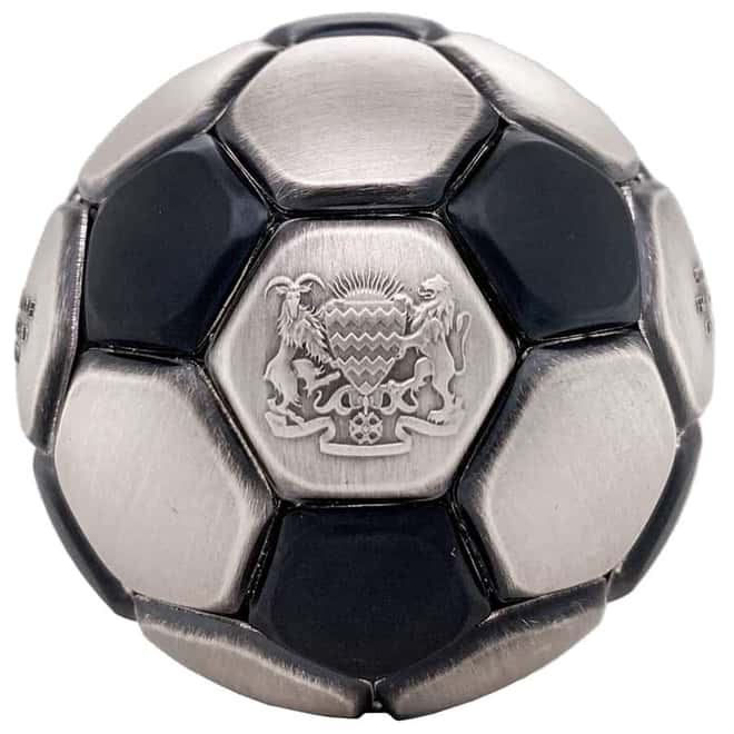2022 Chad 30 gram Silver Soccer Ball Spherical Antiqued Coin .999 Fine (w/Box)