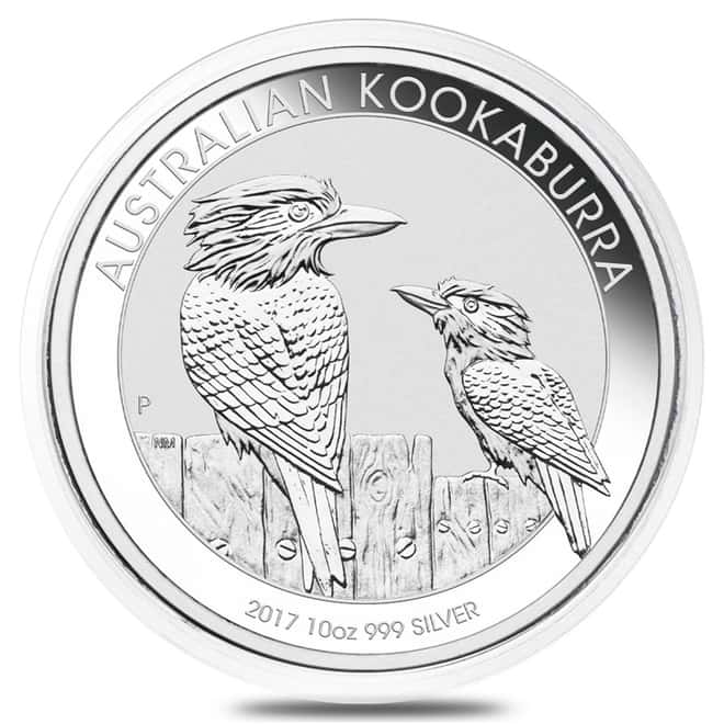 2017 10 oz Silver Australian Kookaburra Perth Mint .999 Fine BU In Capsule