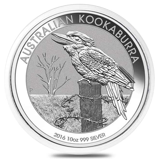 2016 10 oz Silver Australian Kookaburra Perth Mint .999 Fine BU In Capsule