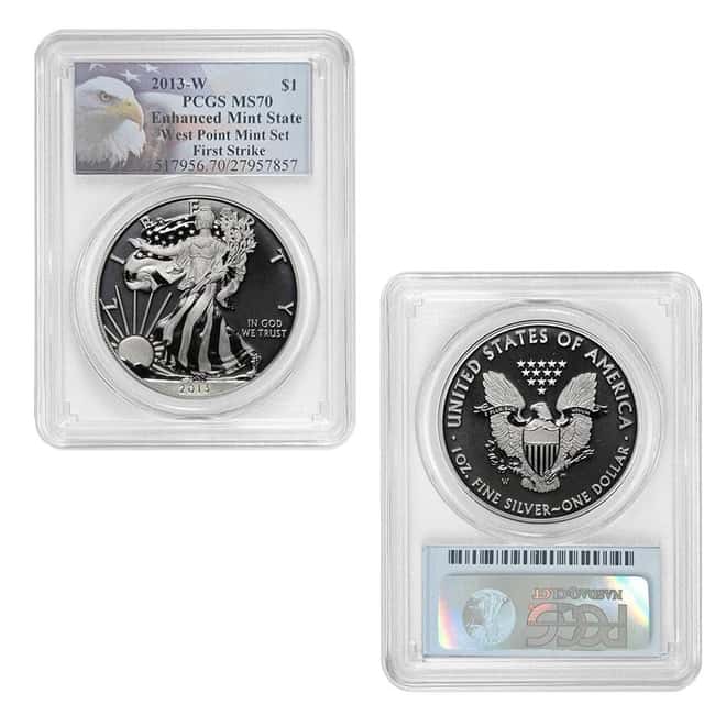 2013 W 1 oz Silver American Eagle 2-Coin Set PCGS PF 70 / MS 70 First Strike